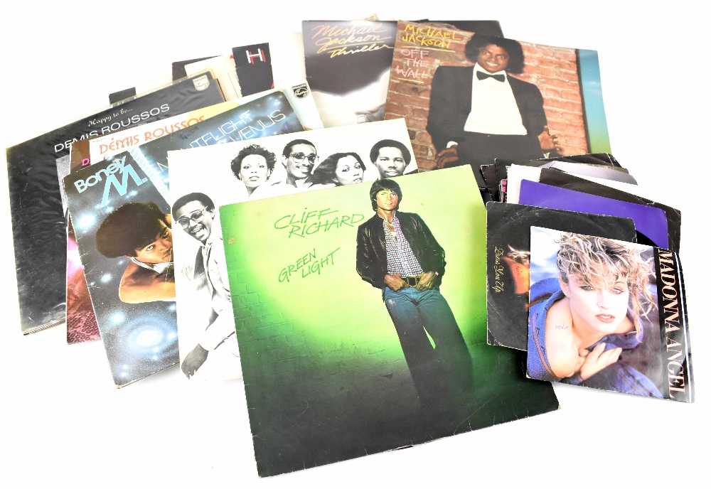 A quantity of LPs and singles to include Madonna, Michael Jackson, Cliff Richard, Bonnie Tyler,