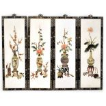 Four Oriental panels depicting the four seasons,