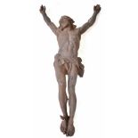 A 19th century French metal crucifix with nails to hands and feet,