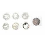 Six silver encapsulated collectors' coins to include 2.