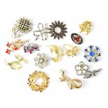 Fifteen various vintage brooches (15).