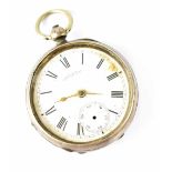 AWW Co Waltham Mass; a Victorian hallmarked silver key wind open face pocket watch, Birmingham 1890,