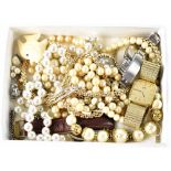 A small quantity of costume jewellery to include faux pearl necklaces, earrings,