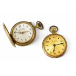 Chronometre; a gilt metal keyless wind full hunter pocket watch,