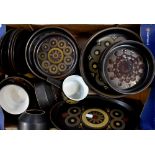 A quantity of retro Denby stoneware dinnerware to include plates, side plates, bowls,