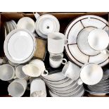 A quantity of Royal Doulton Gordon Ramsey white dinner and teaware with silver trim and six German