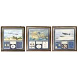 Three Bradford Exchange military inspired limited edition montage displays, each with print,