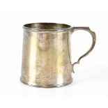 A George V hallmarked silver Christening mug of tapered form, initialled, height 8cm,