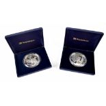 Two 5oz silver commemorative coins to include 1997 Guernsey,