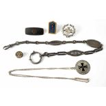 A collection of German WWI patriotic jewellery to include medallion on necklace, bracelet, brooches,