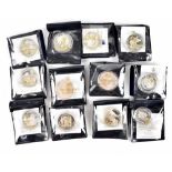 Twelve Golden Wedding Anniversary silver proof coins to include a Cayman Islands, two dollar coin,