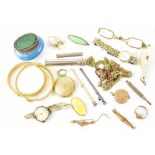 A collectors' lot to include a pair of pearl-handled lorgnettes, propelling pencils, watches,