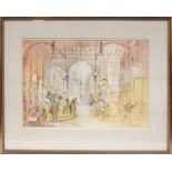 HENRY BARDON (20th century); pencil and pastel, theatre set design for 'La Boheme Cafe Momus',