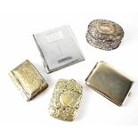 A 19th century hallmarked silver snuff box with embossed design of scrolls and flowers,