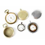 Tell; a gilt metal key wind 'Best Centre Seconds Chronograph' pocket watch, case back missing,