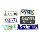 Four reproduction American car plates for Tennessee, Washington, Kentucky and Florida,