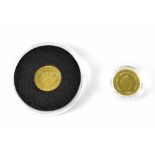 Two 9ct gold coins commemorating 'Queen Elizabeth II Longest Reigning Monarch' (2).