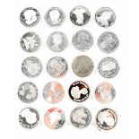 Twenty silver collectors' proof coins to include thirteen Princess Diana commemorative coins,