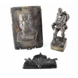 German military interest; a pewter statue of an Austrian Infantryman dated 1915,