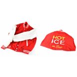 An original 'Hot Ice On Tour' jacket, red body with white sleeves and pocket rim,