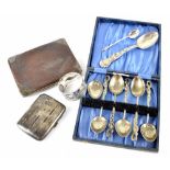 A small quantity of silver comprising a Chinese napkin ring, souvenir spoon for 'Scranton,
