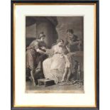 After Angelica Kauffman; a mezzotint of Classical figures engraved by Valentine Green, 46 x 36cm.
