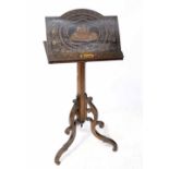 A late 19th/early 20th century Italian Sorrento ware walnut and marquetry music stand,