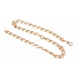 An antique 9ct gold cable link chain comprising two strands of chain joined in the middle with gold