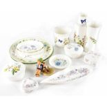 A small quantity of ceramics to include Ainsley 'Cottage Garden' vases and small planter,