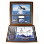 Two Bradford Exchange military inspired limited edition montage displays comprising 'HMS Ark Royal'