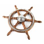 A wheel from a private yacht, 'Ocean Spirit', purchased 1952, diameter 50cm.
