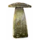 A 19th century staddle stone with mushroom top, height 77cm, diameter of mushroom top 60cm.