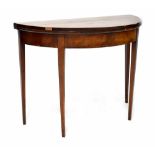 A 19th century inlaid mahogany fold-over card table,