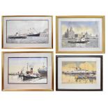 ANGELA ARGENT; watercolour, 'Royal Yacht Britannia and Overchurch', signed and titled label verso,