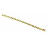 A vintage hallmarked 18ct gold and turquoise line bracelet comprising twenty-nine articulated