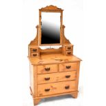 An Edwardian pine mirror-back dressing table,