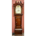 JOHN ELLEBY OF ASHBOURNE; a 19th century oak cased eight day longcase clock, the painted dial set
