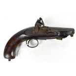 A 19th century flint lock pistol with walnut stock, the lock plate stamped 'Barnett', length 24.