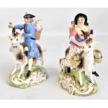 A pair of late 19th/early 20th century hard paste porcelain figures depicting Count Bruhl's Taylor