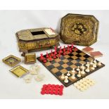 A good mid to late 19th century Chinese Canton Export lacquer and gilt decorated games compendium