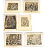 Six large 19th century and earlier monochrome engravings including ‘The Vendramin Family’ after