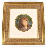 ATTRIBUTED TO W. MERRIMAN; watercolour portrait of a girl smiling, unsigned, framed and glazed, 14 x