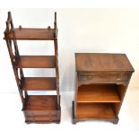 A reproduction mahogany Chippendale style hanging bookshelf with two base drawers, height 108cm,