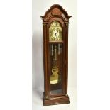PEARL; a reproduction longcase clock, the gilt dial set with Arabic numerals and subsidiary moon