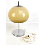 A retro chrome table lamp with bubble shade in the manner of Harvey Guzzini, height 52cm, unmarked.