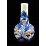 A Chinese blue, white and aubergine glazed vase decorated with a landscape, unmarked, height
