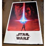 STAR WARS; three UK cinema pull-up vinyl promotional banners for The Force Awakens (x1) and The Last