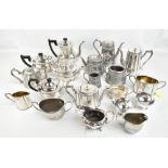 A group of various silver plated tea ware to include a Henry Harrioson of Sheffield four piece tea