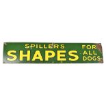 SPILLERS; an original advertising enamel sign, 'Spillers Shapes for all Dogs', 13 x 61cm.