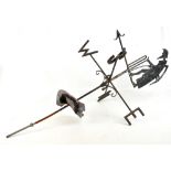 CRICKET INTEREST; an unusual mid-20th century wrought iron weather vane, a replica of Old Father